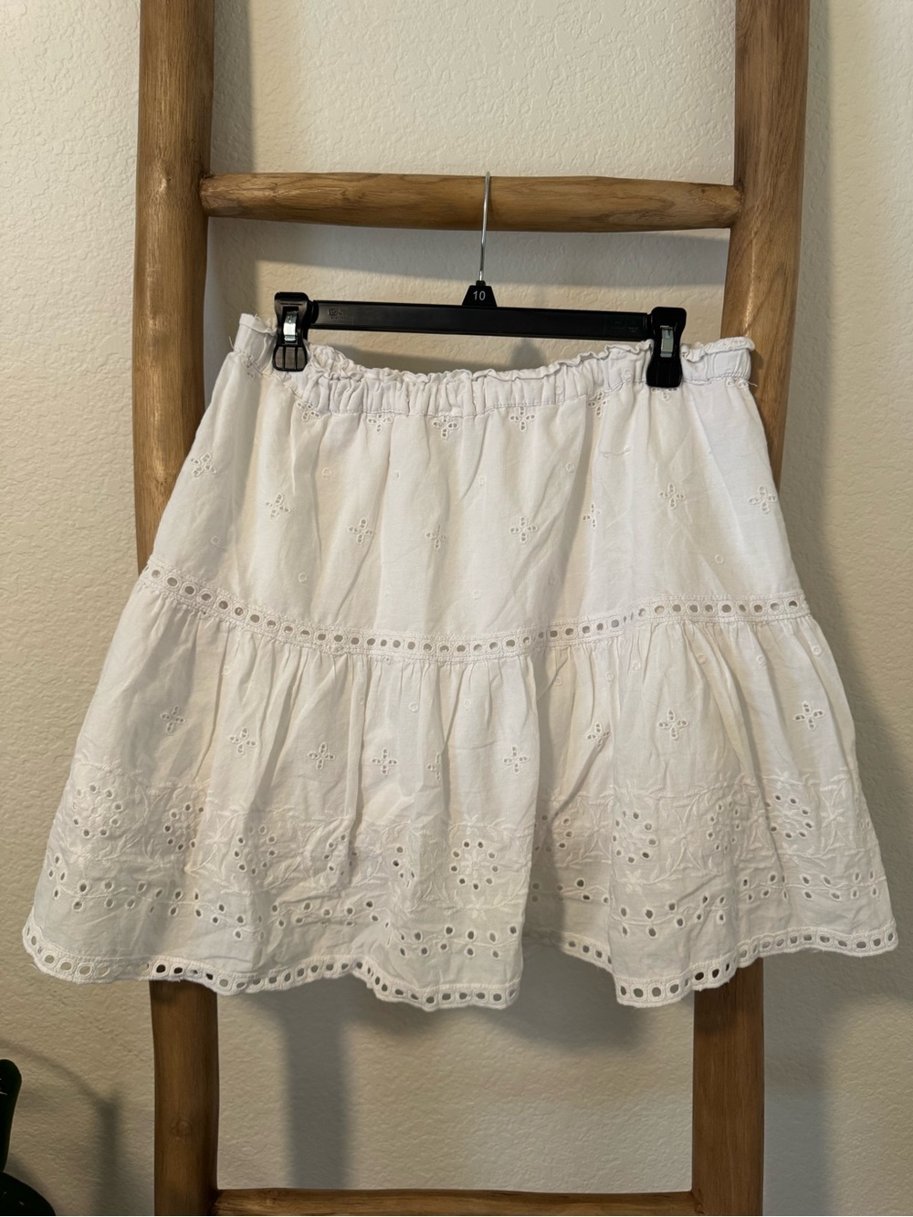 Jenni White Eyelet Tiered Skirt